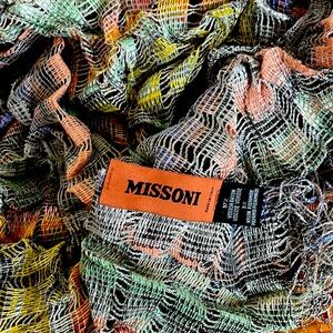Missoni Womens Multicolor Printed Open Knit Fringe Edge Scarf